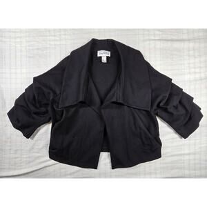JOSEPH RIBKOFF Women’s Cropped Jacket Open Collared Ruched 3/4 sleeve Black 6